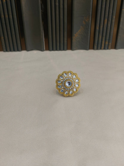 Kundan Adjustable Una Finger Rings