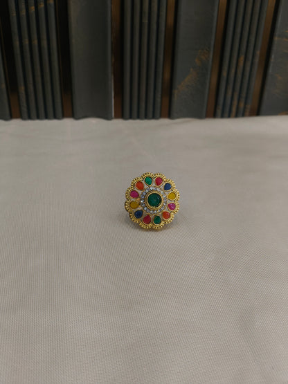 Kundan Adjustable Una Finger Rings