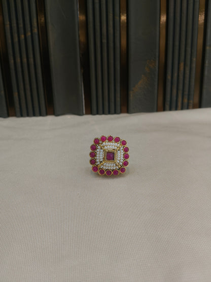 Kundan Adjustable Una Finger Rings