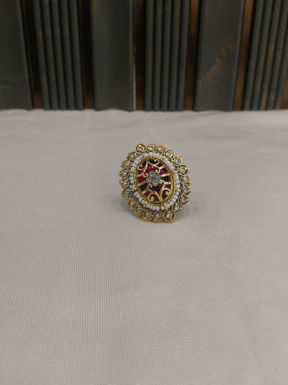 Kundan Adjustable Una Finger Rings