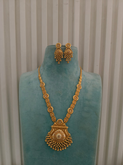 Gold Polki Long Rani Haar Necklace Indian Anaya Jewellery Set
