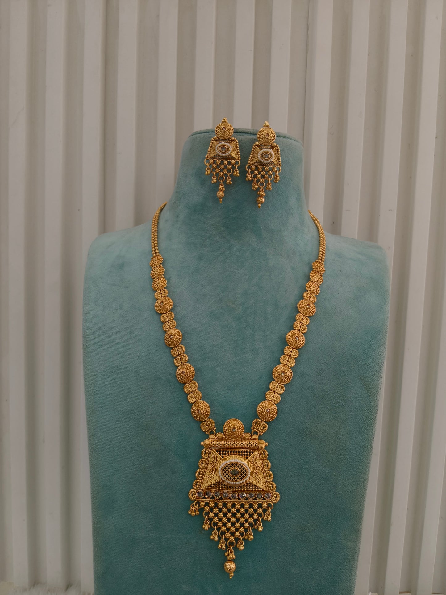 Gold Polki Long Rani Haar Necklace Indian Anaya Jewellery Set