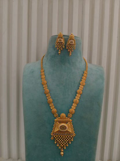 Gold Polki Long Rani Haar Necklace Indian Anaya Jewellery Set