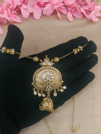 Antique Gold Long Necklace Indian Jewellery Rutvi Set
