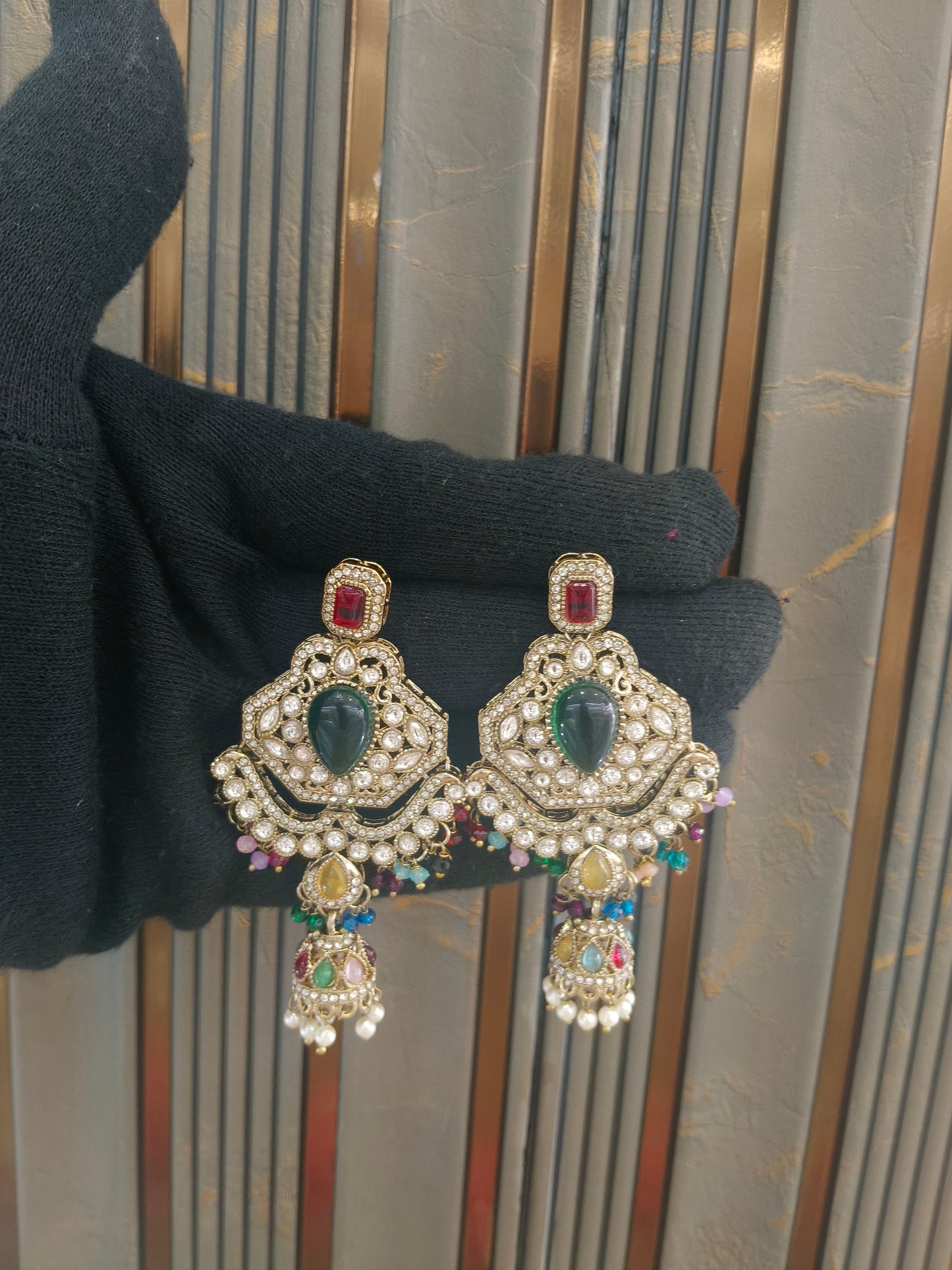 Gold Bollywood Indian Sarpunch Earrings