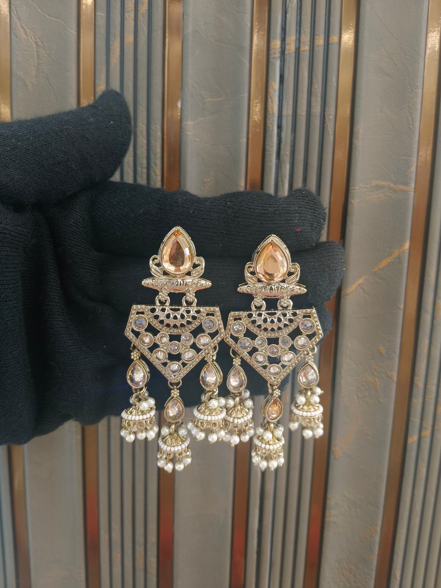 Gold Bollywood Indian Sarpunch Earrings