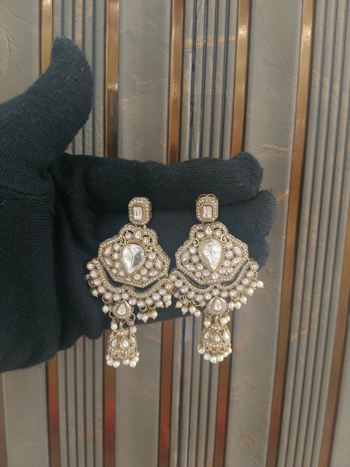 Gold Bollywood Indian Sarpunch Earrings