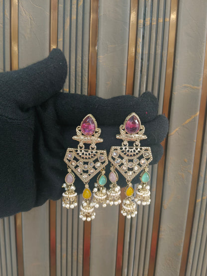 Gold Bollywood Indian Sarpunch Earrings