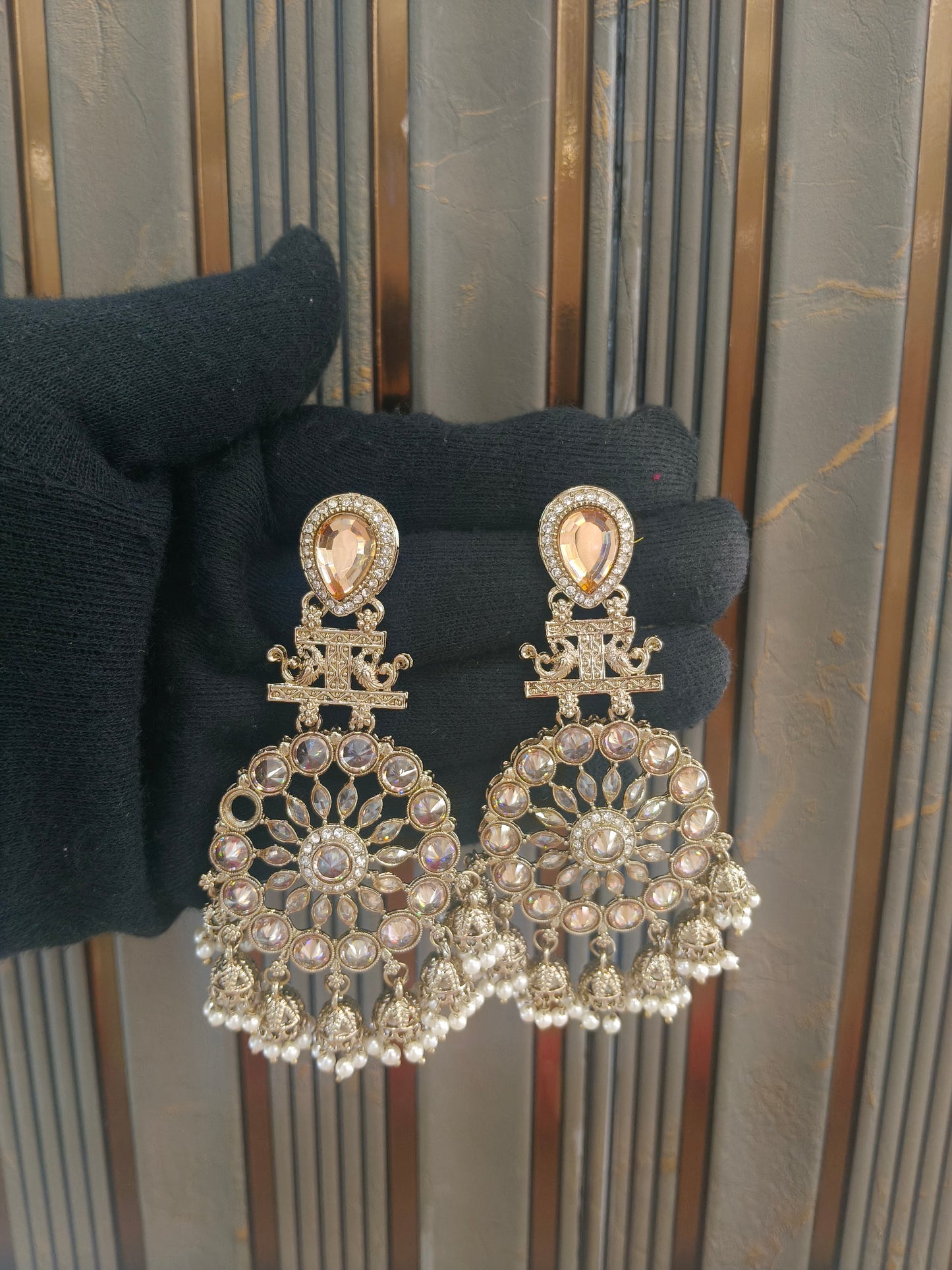Gold Bollywood Indian Sarpunch Earrings