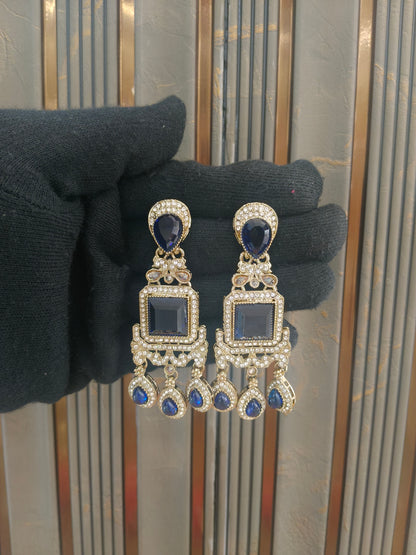 Antique Blue Bollywood Indian Nitika Earrings