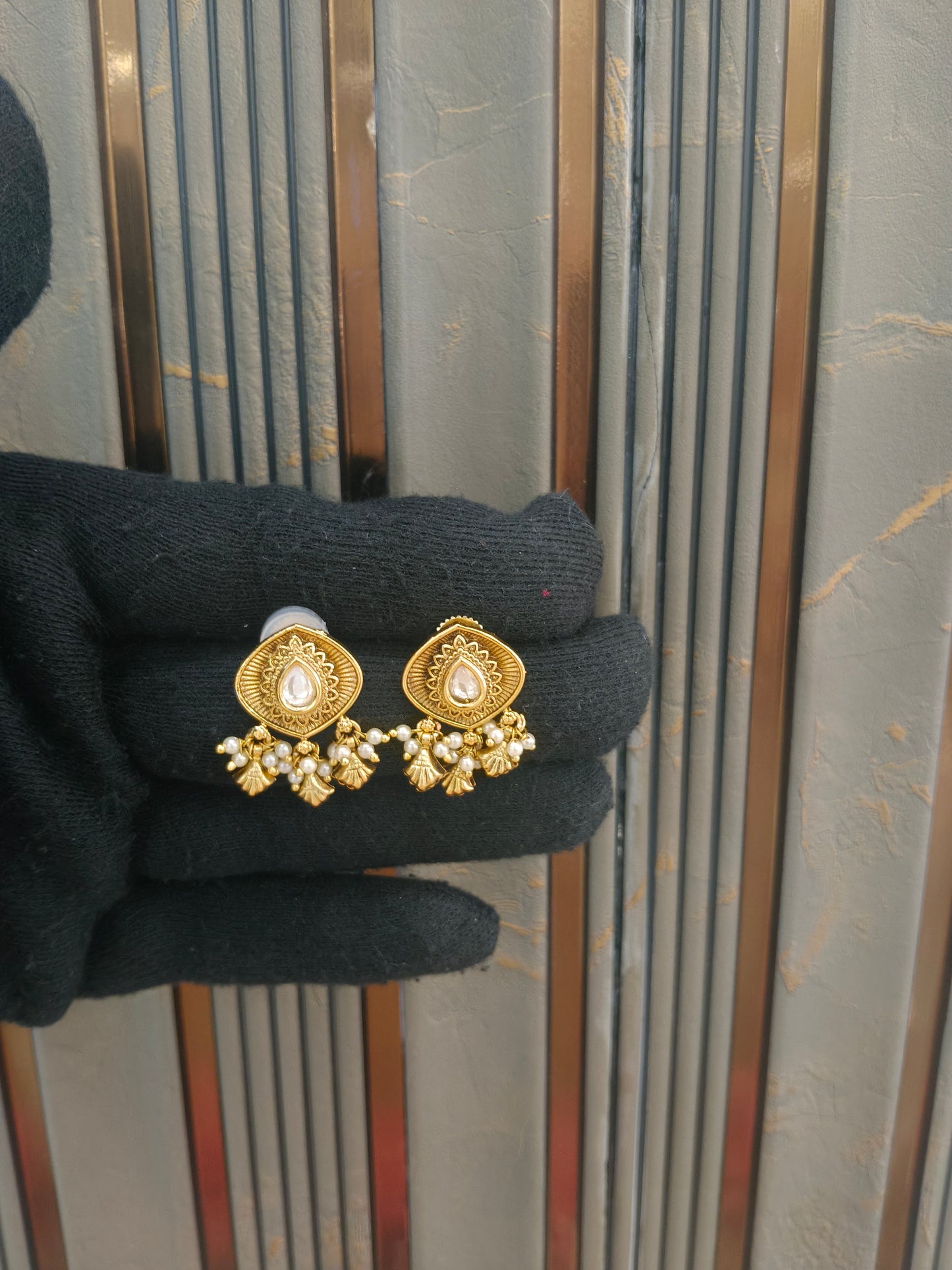 Gold Polki Yaad Earrings