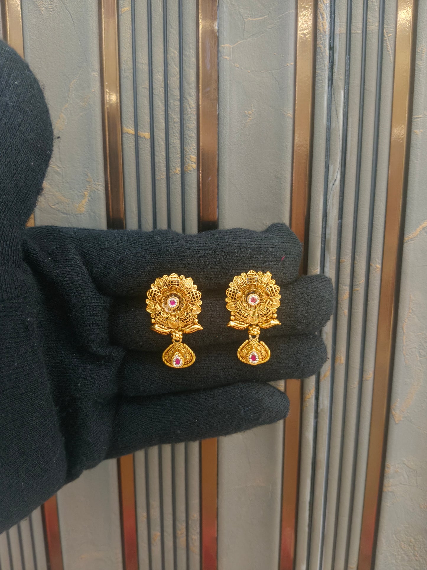 Gold Polki Ruby Yaad Earrings