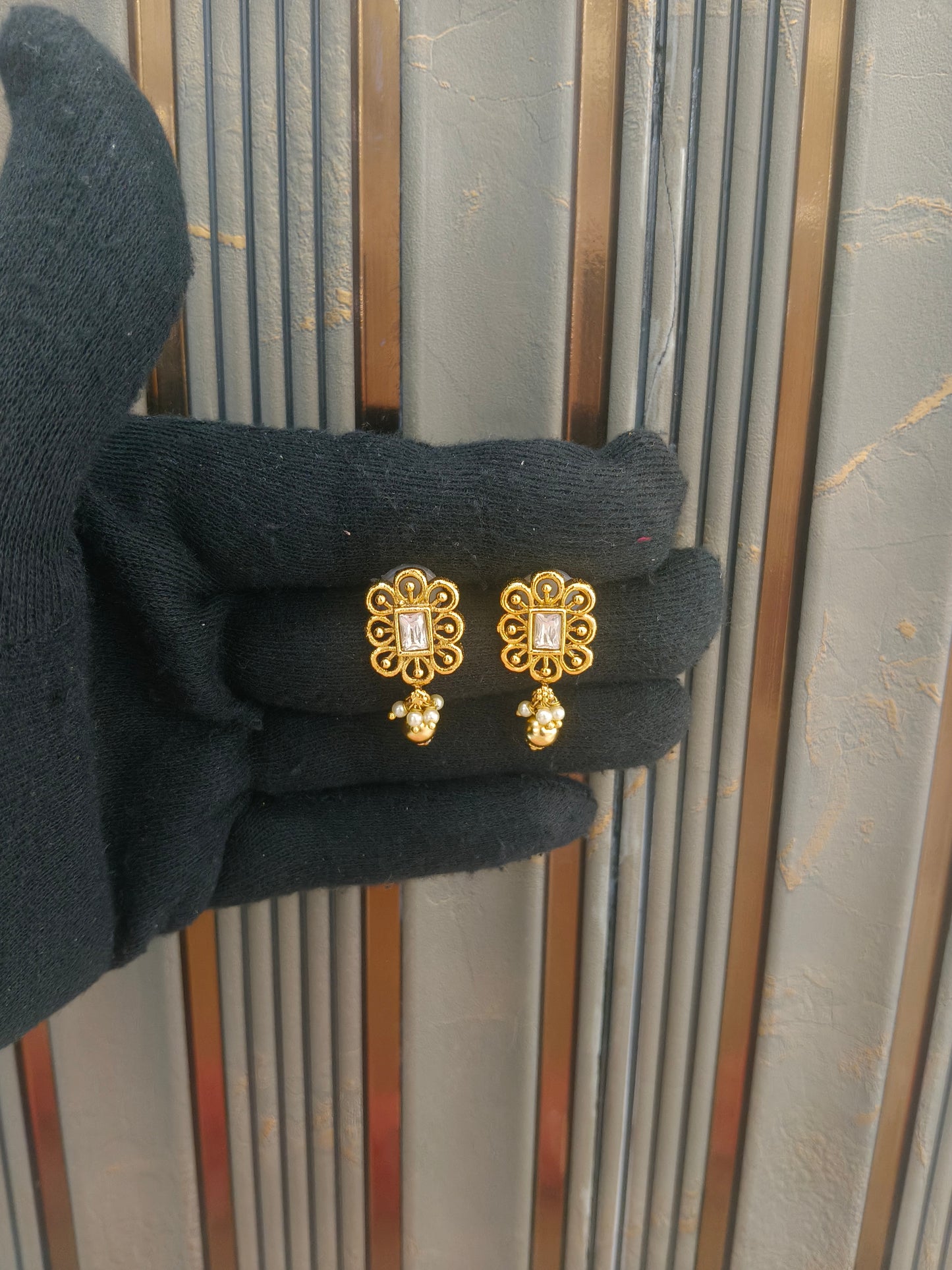 Gold Polki Yaad Earrings