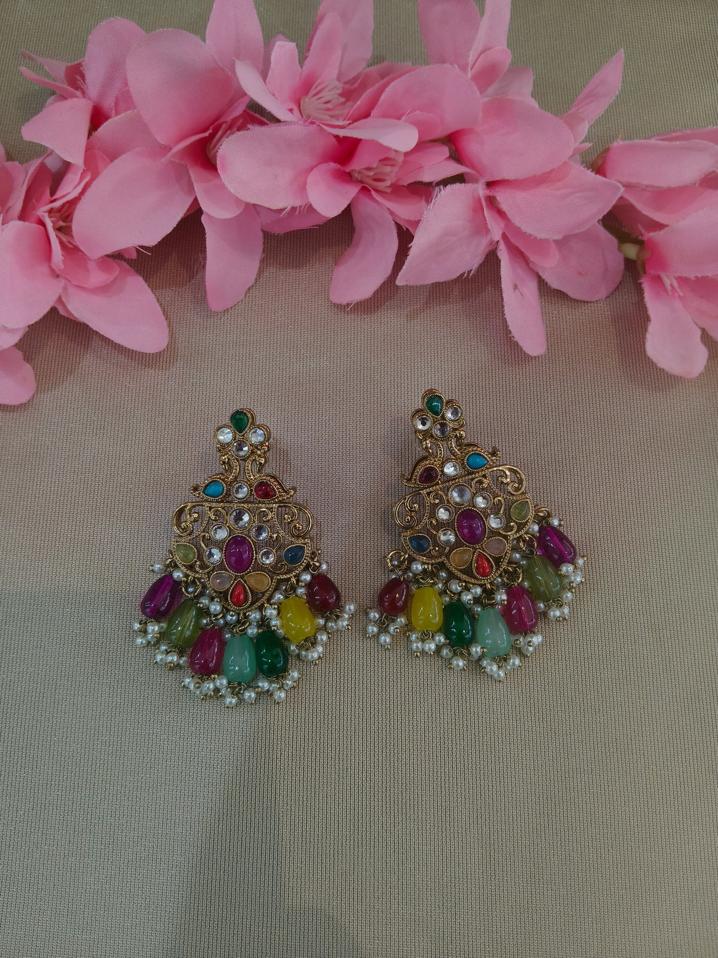 Antique  Kundan Bollywood Cora Earrings