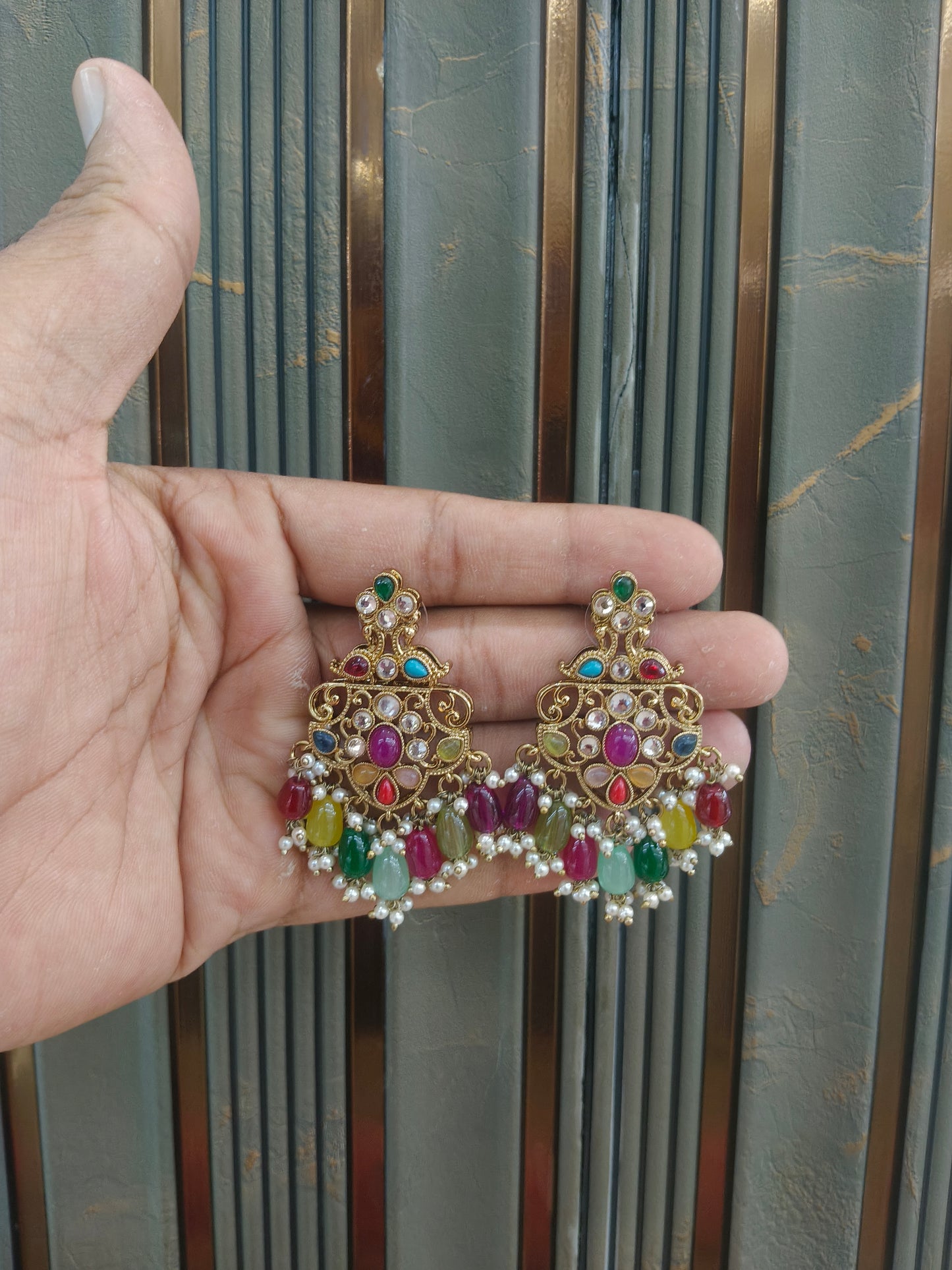 Antique  Kundan Bollywood Cora Earrings