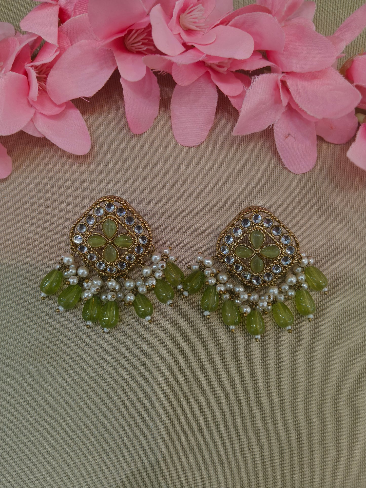 Antique  Kundan Bollywood Beli Earrings