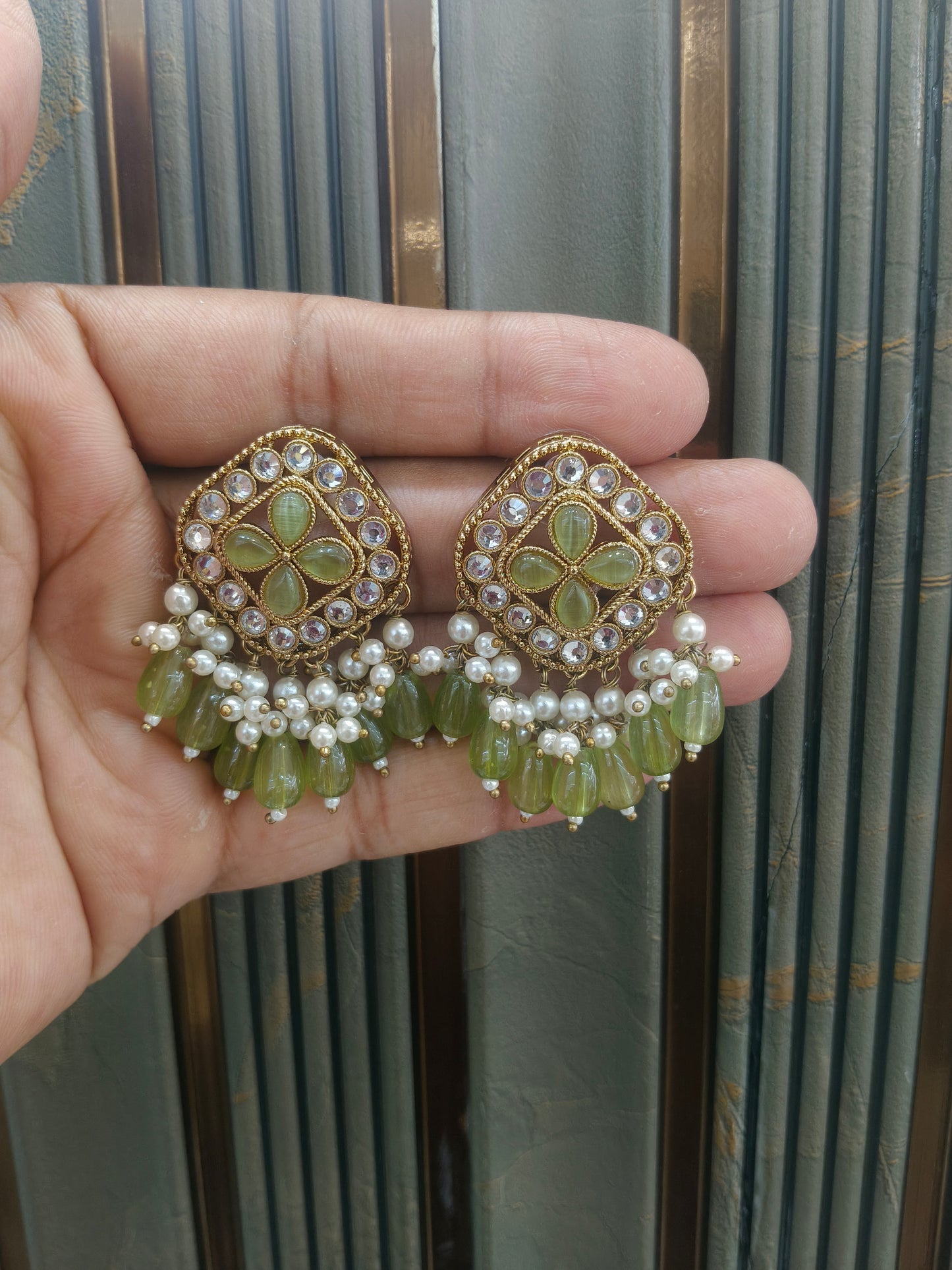 Antique  Kundan Bollywood Beli Earrings