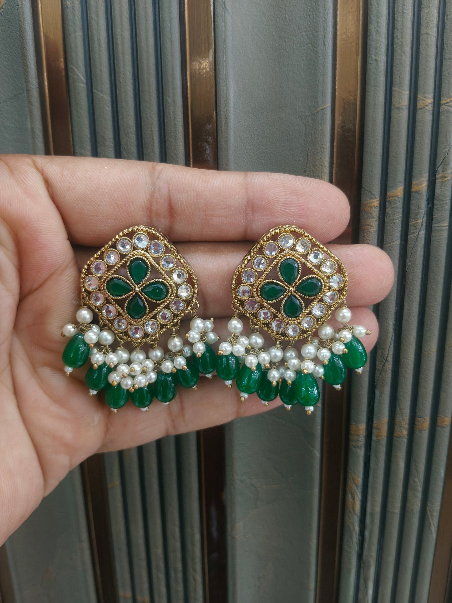 Antique  Kundan Bollywood Beli Earrings