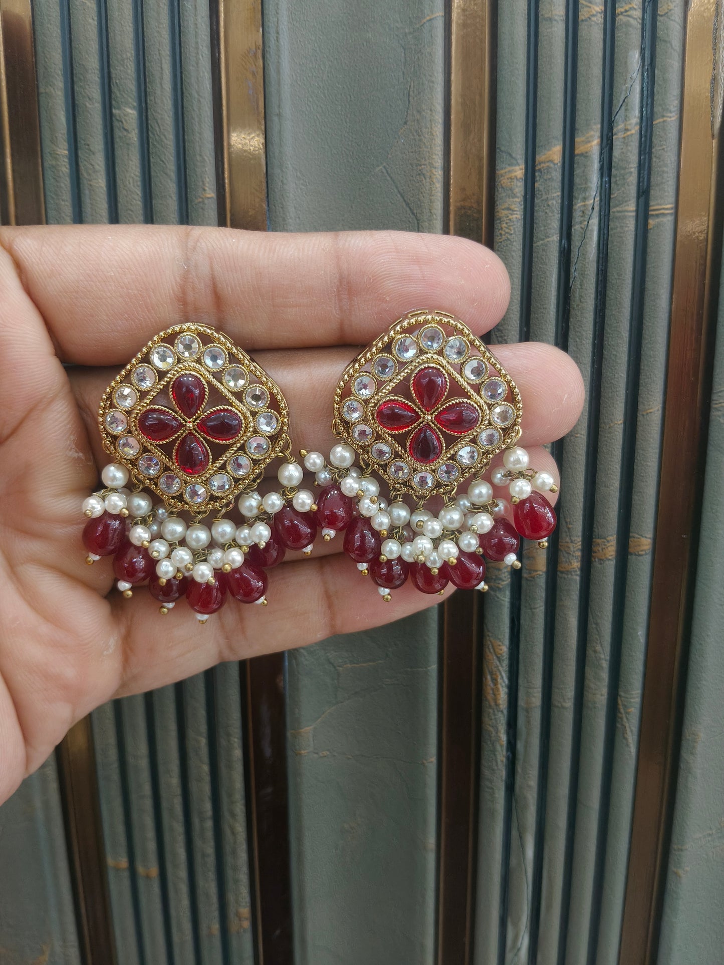 Antique  Kundan Bollywood Beli Earrings