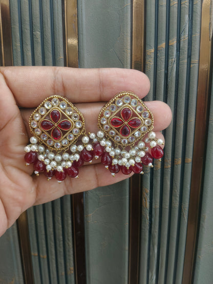 Antique  Kundan Bollywood Beli Earrings