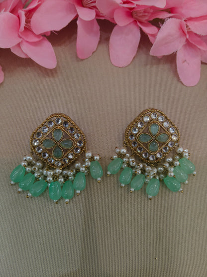 Antique  Kundan Bollywood Beli Earrings