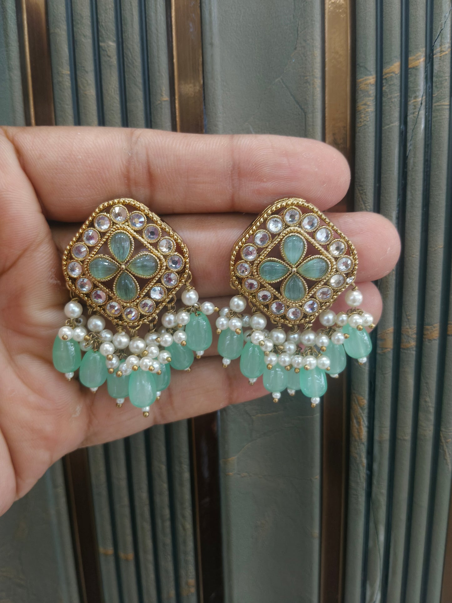 Antique  Kundan Bollywood Beli Earrings