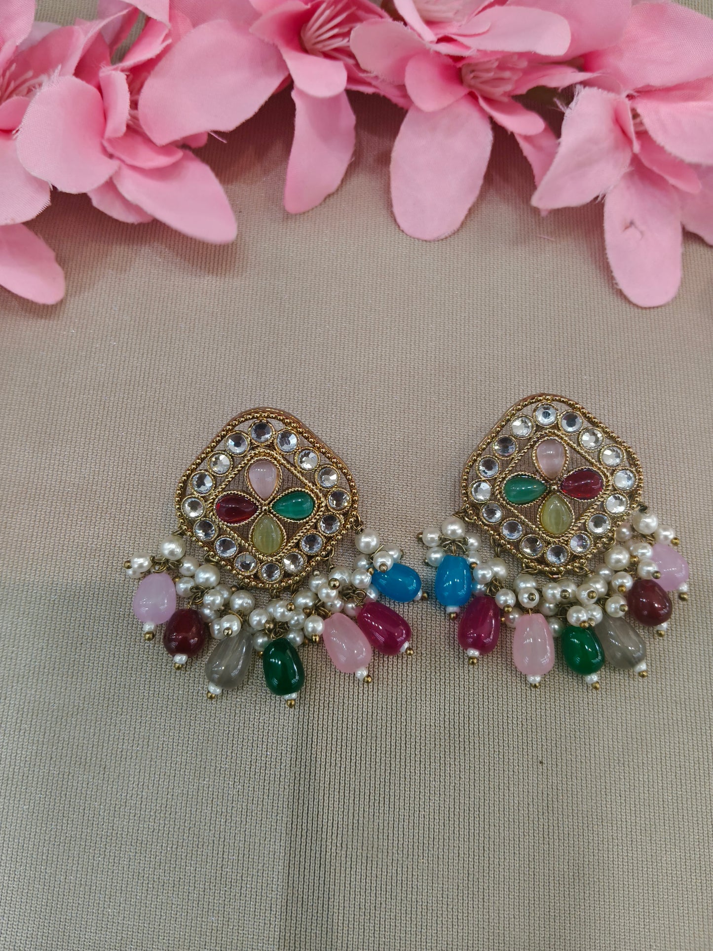 Antique  Kundan Bollywood Beli Earrings