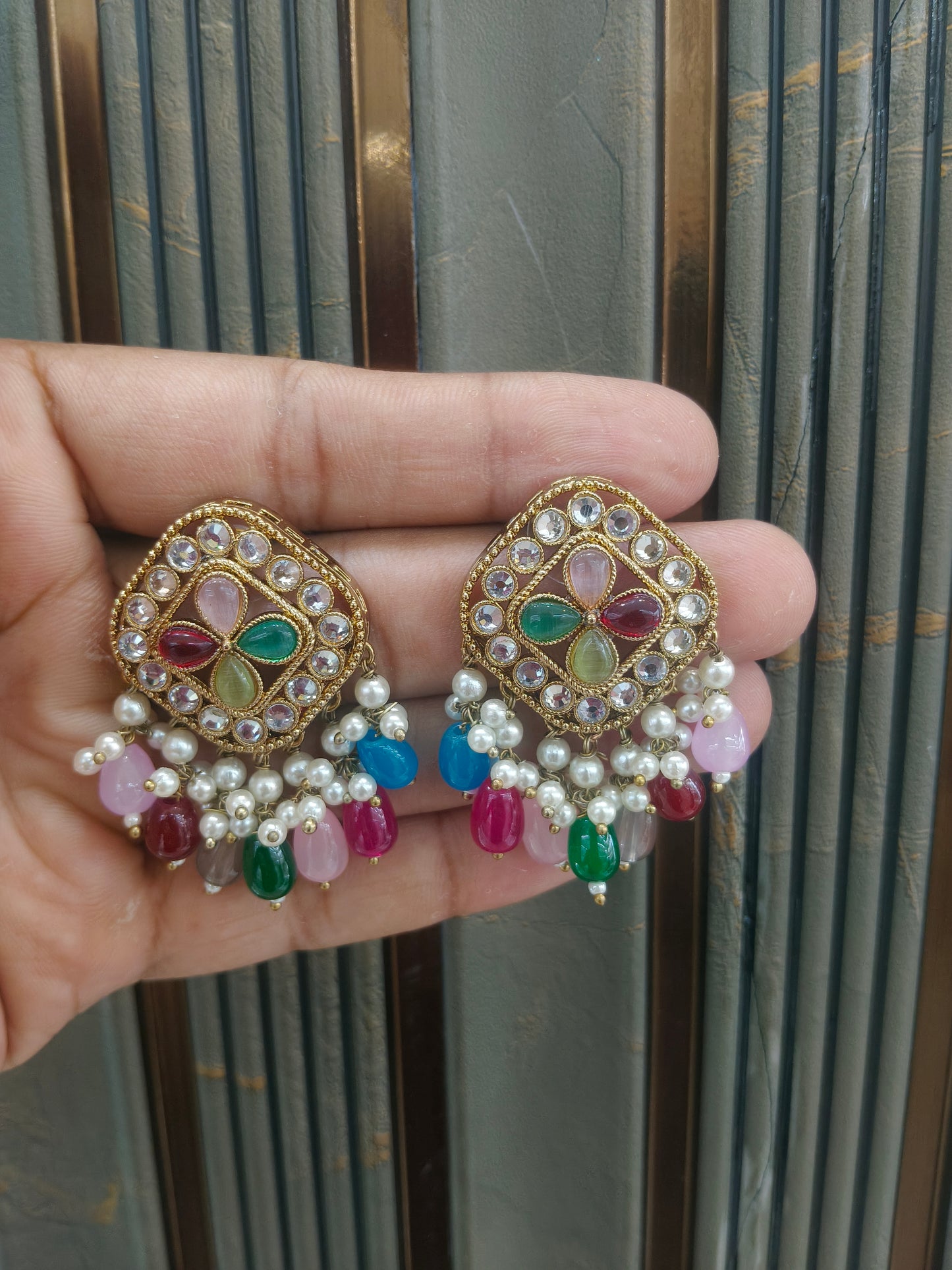 Antique  Kundan Bollywood Beli Earrings