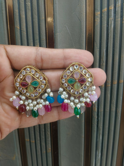 Antique  Kundan Bollywood Beli Earrings