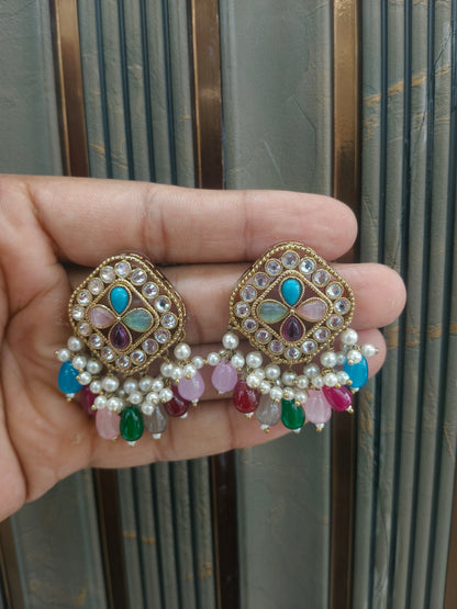 Antique  Kundan Bollywood Beli Earrings