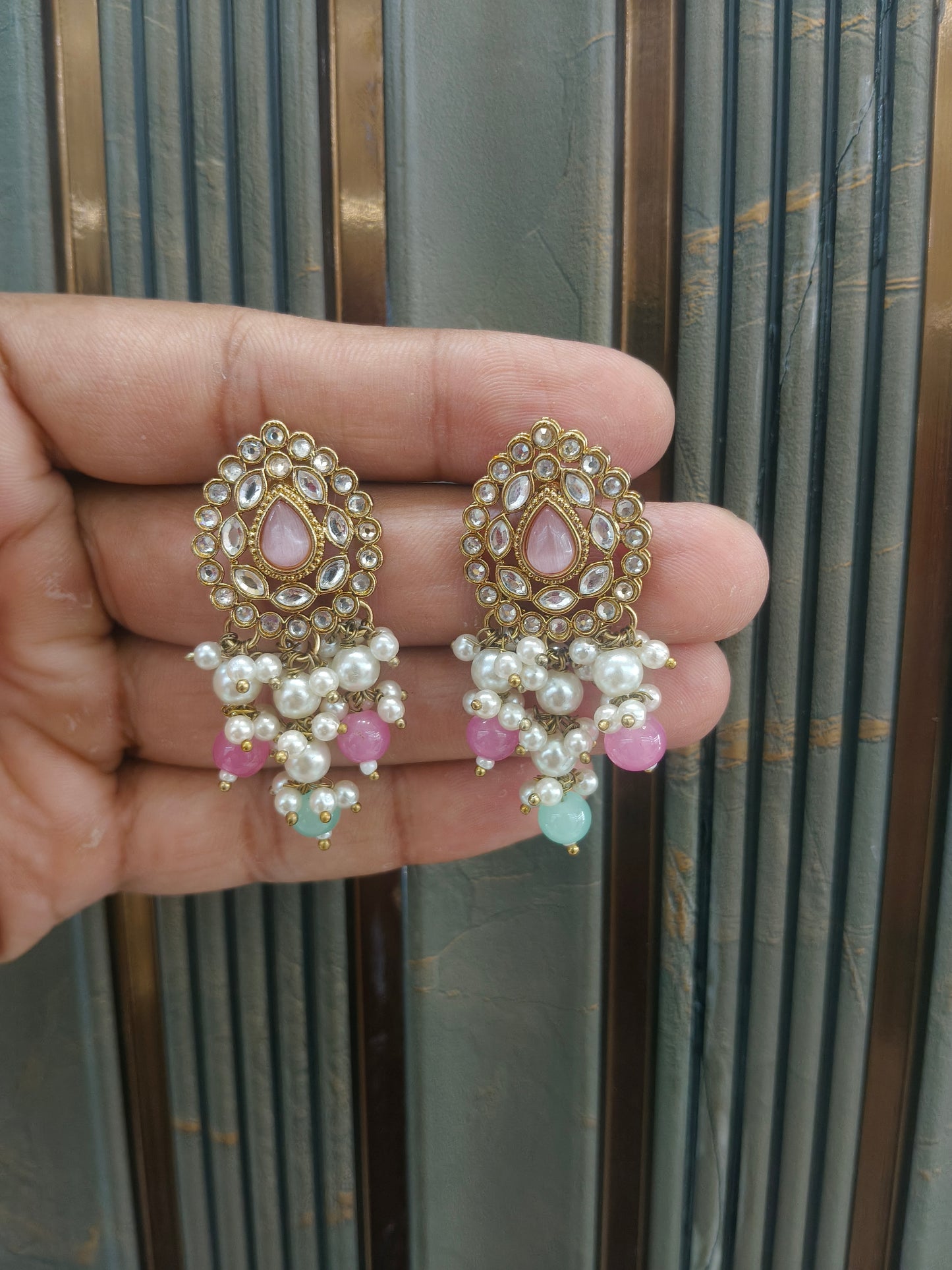 Antique  Kundan Bollywood Soti Earrings