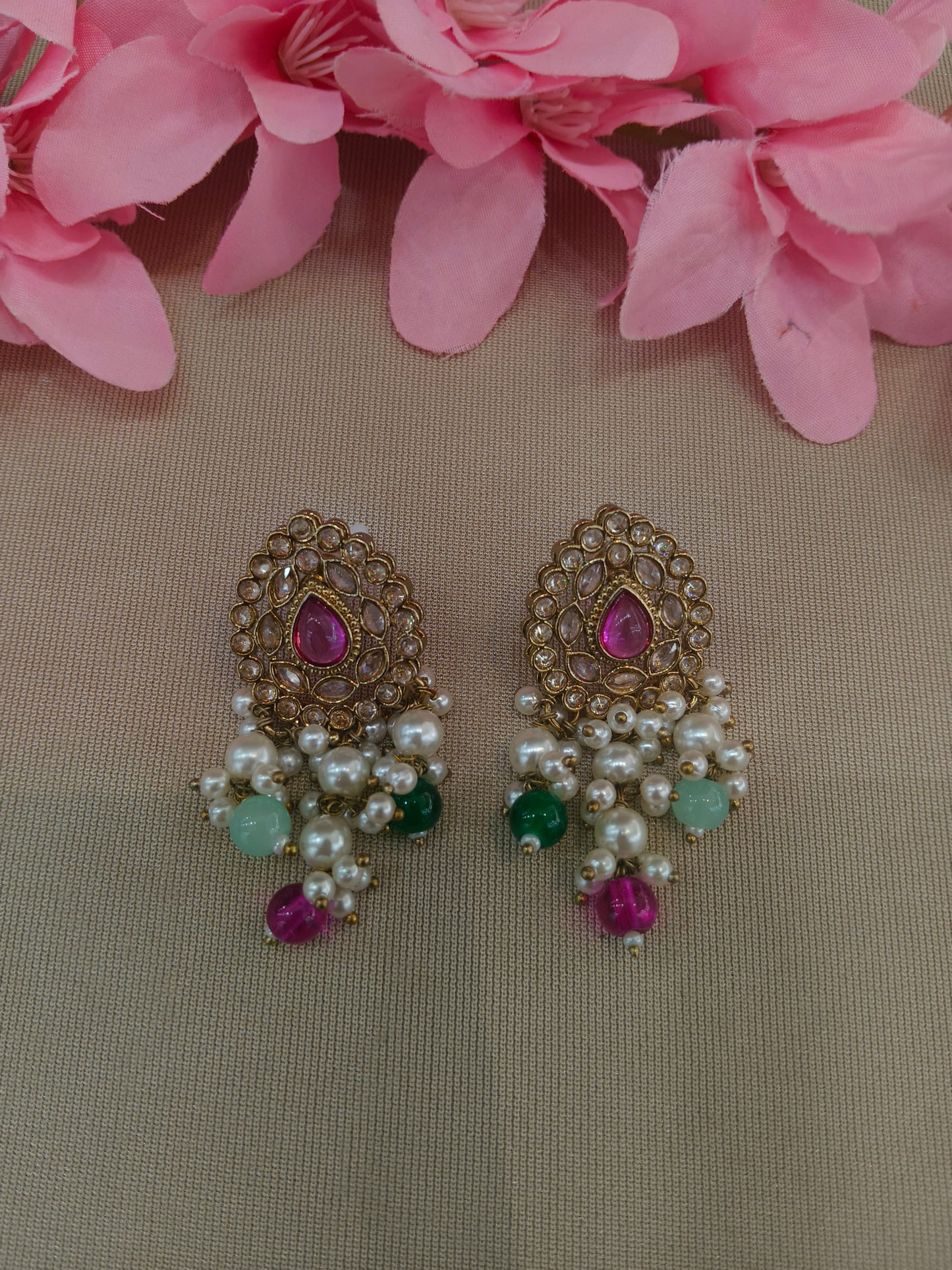 Antique  Kundan Bollywood Soti Earrings