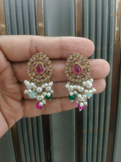 Antique  Kundan Bollywood Soti Earrings