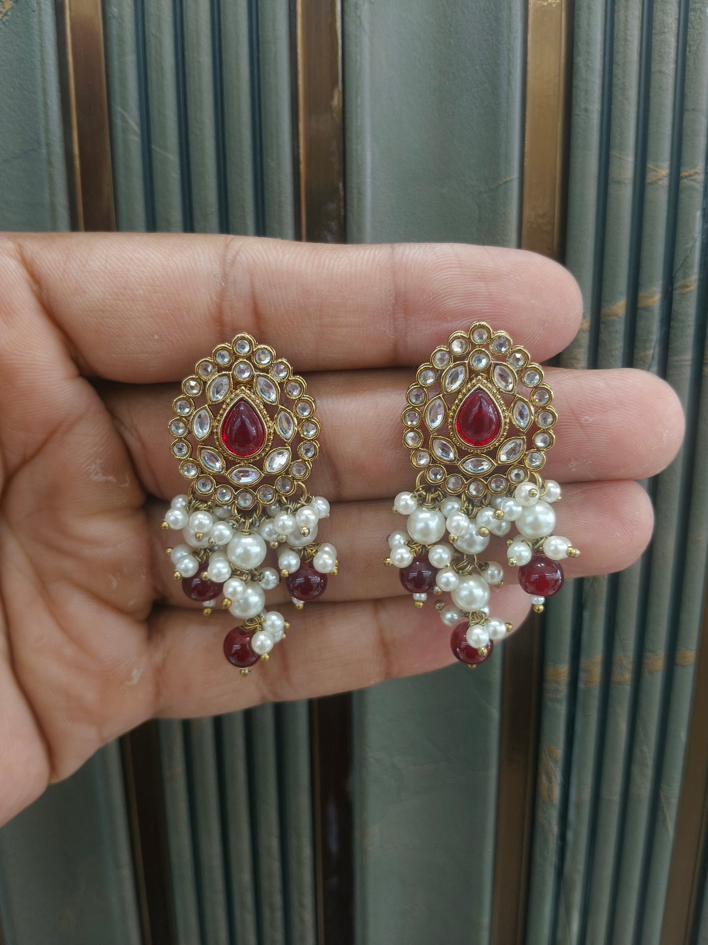 Antique  Kundan Bollywood Soti Earrings