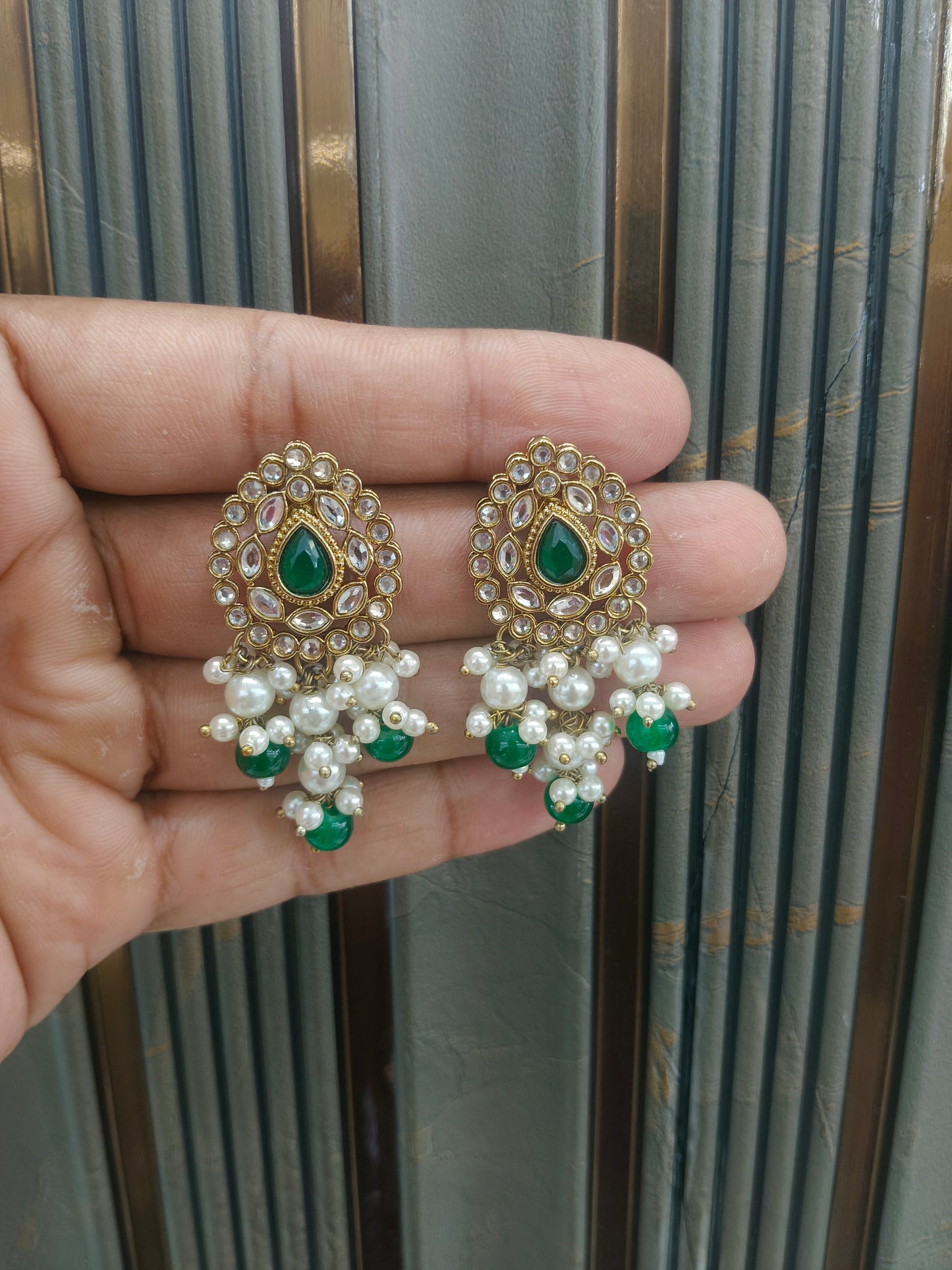Antique  Kundan Bollywood Soti Earrings