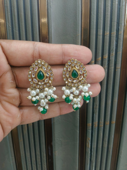 Antique  Kundan Bollywood Soti Earrings