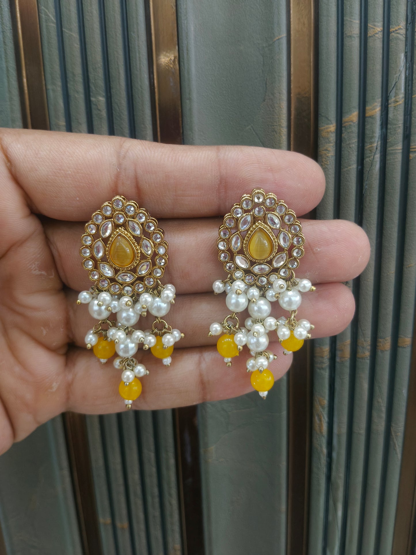 Antique  Kundan Bollywood Soti Earrings