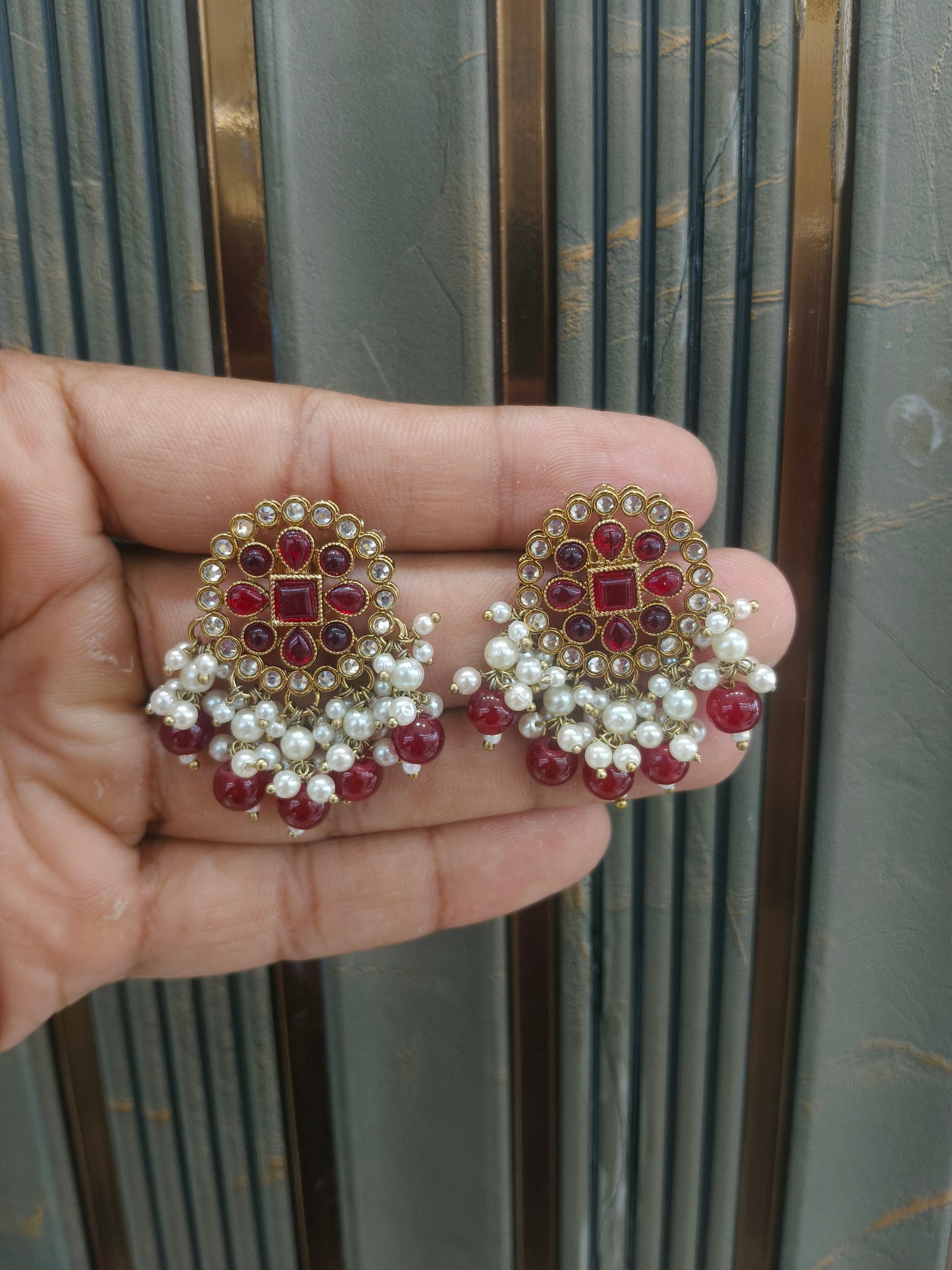 Antique  Kundan Bollywood Soti Earrings
