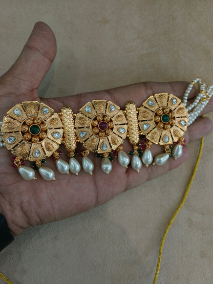 Gold Polki Necklace Jewellery Sonia Set