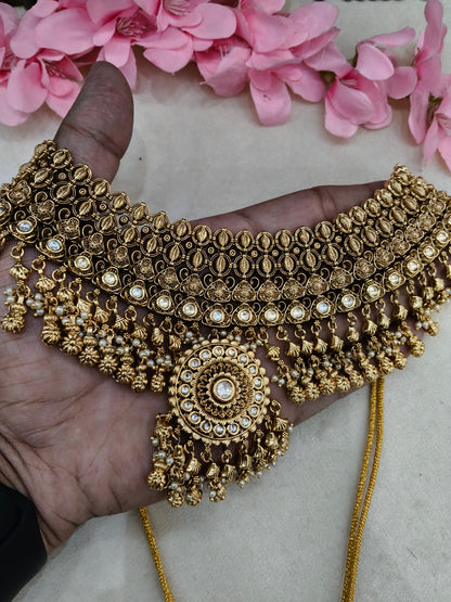 Gold Polki Kundan Indian Bridal Necklace Kang Set