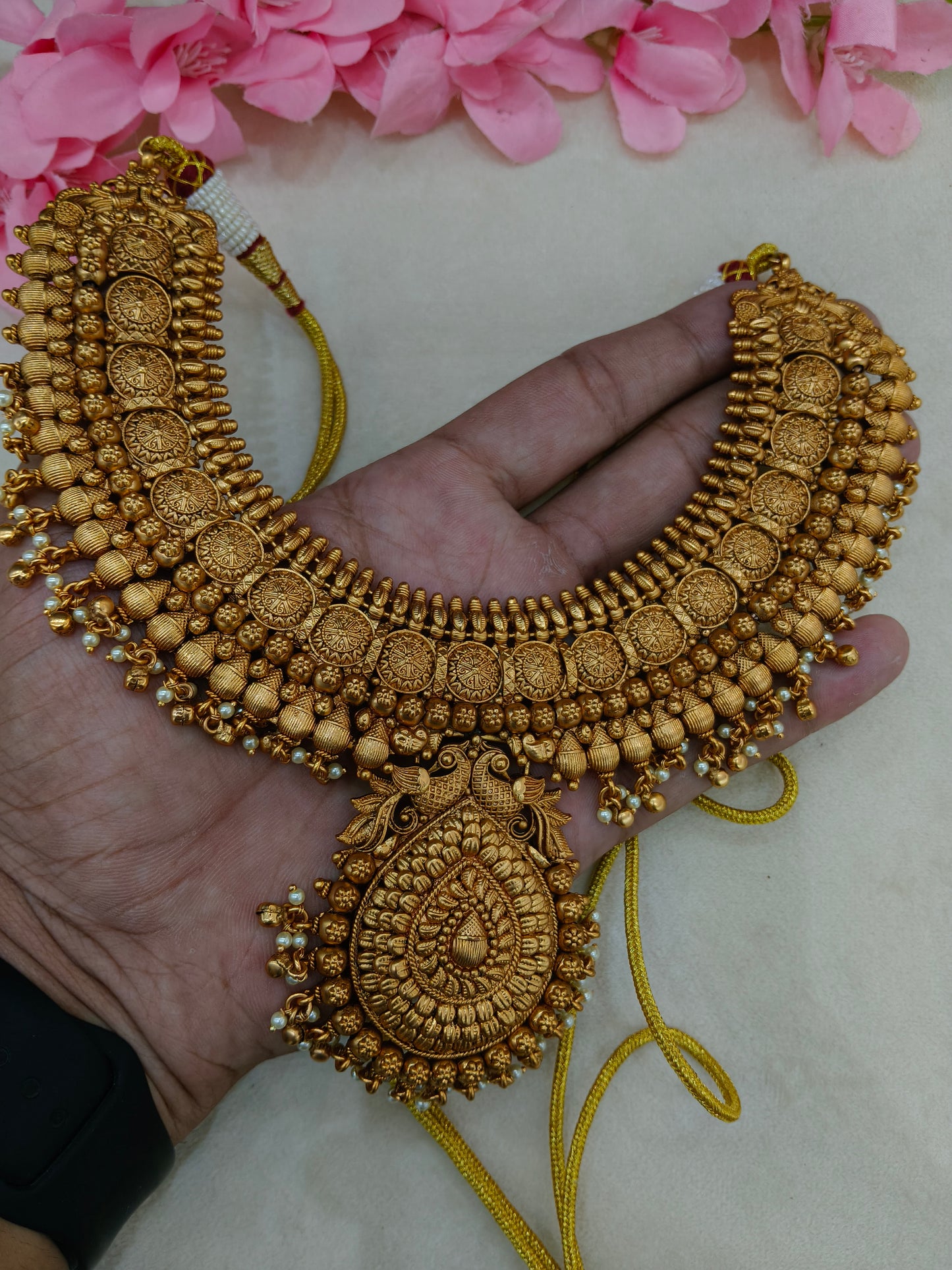 Gold Polki Indian Bridal Necklace Kang Set