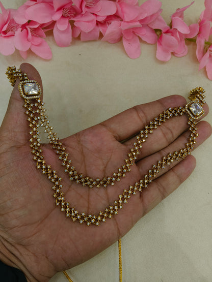 Antique Gold CZ Necklace Indian Jewellery Minori Set