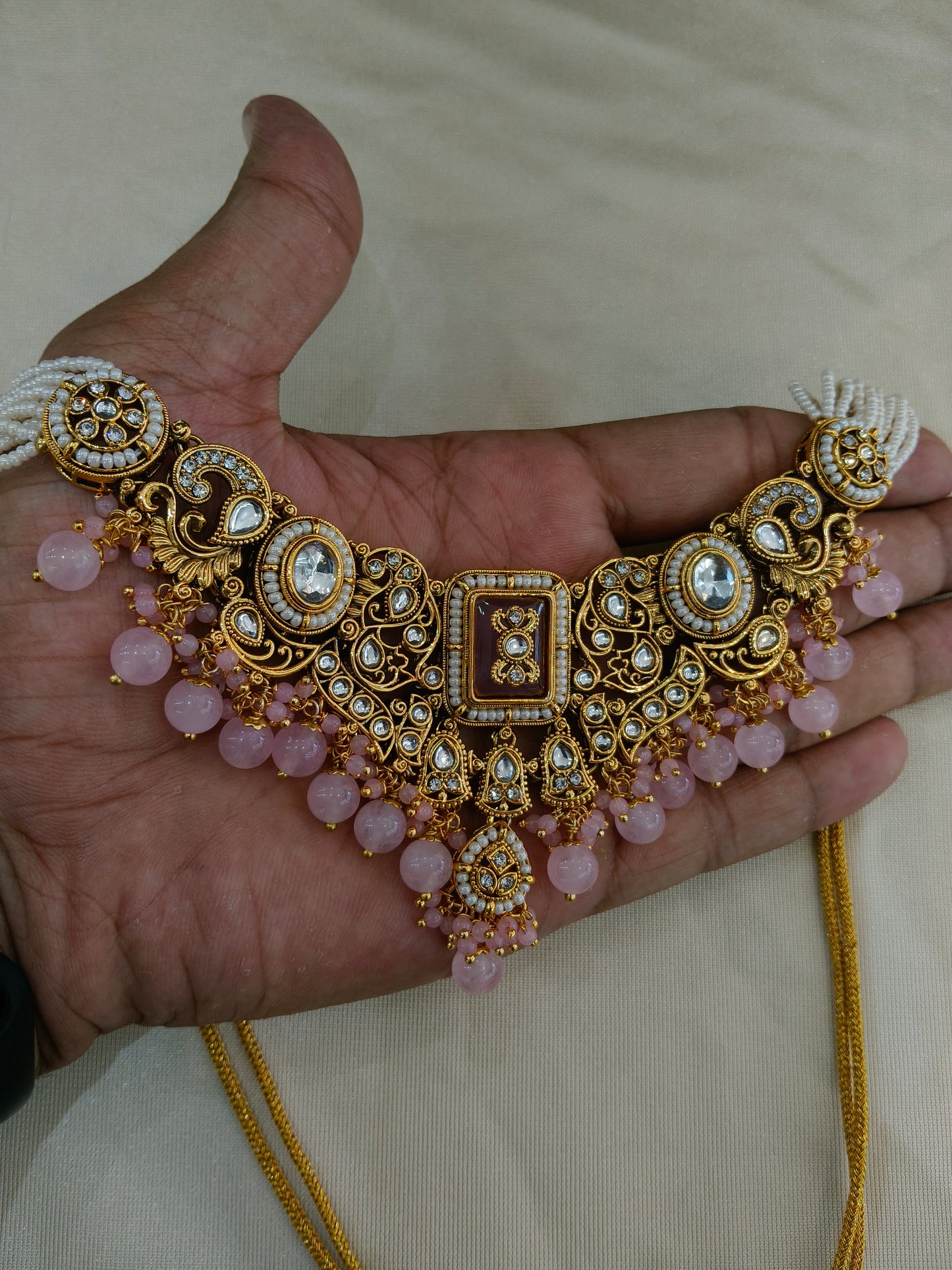 Pink Kundan necklace Set/ kundan Indian jewellery kundan Gurmeet sets