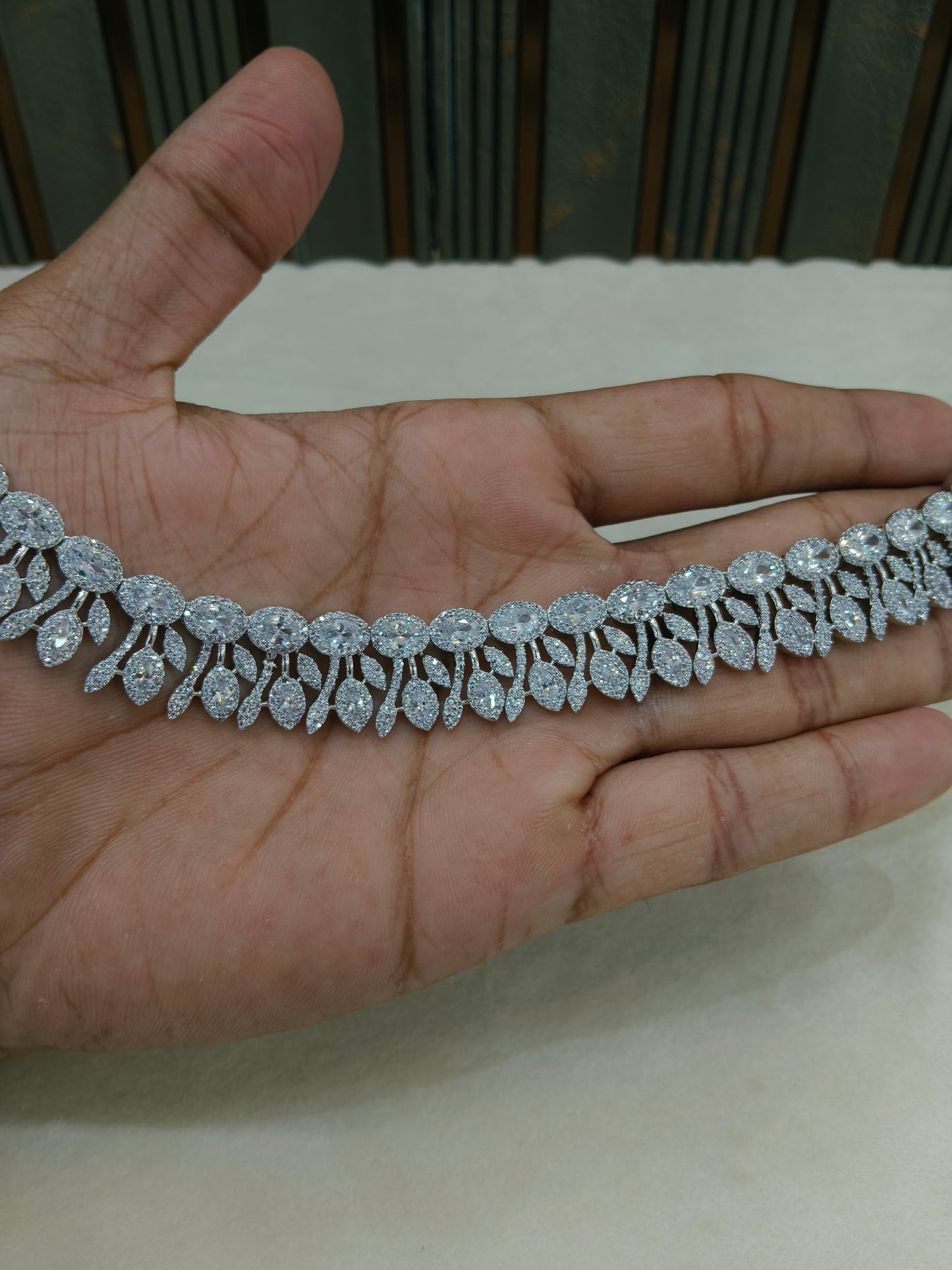 Silver American Diamond AD Necklace Alexa Set