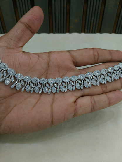 Silver American Diamond AD Necklace Alexa Set