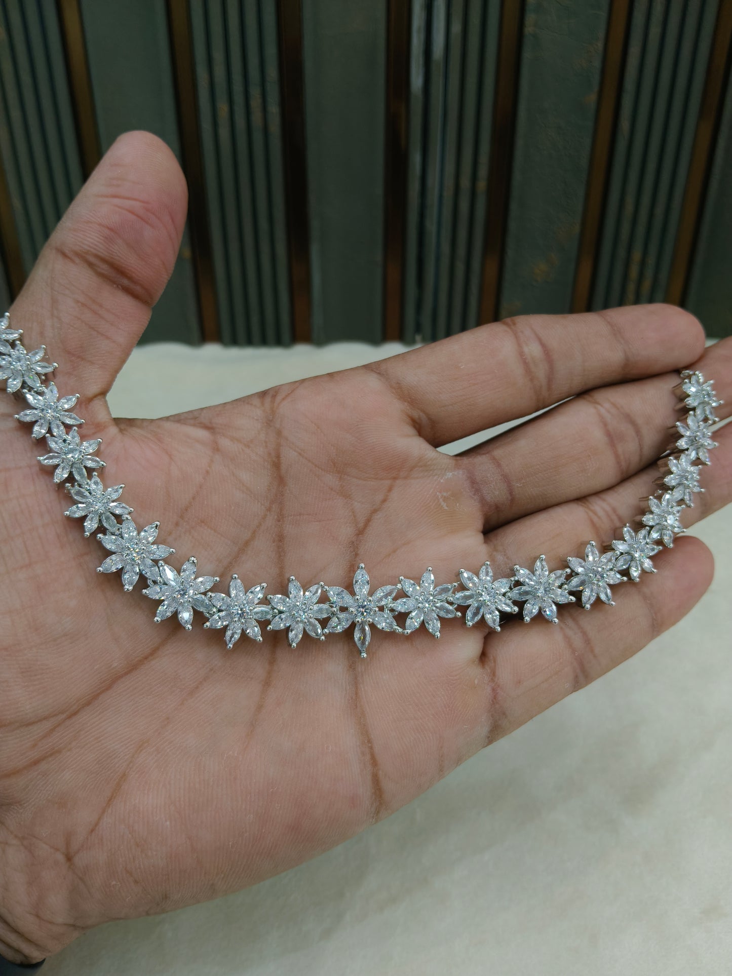 Silver American Diamond AD Necklace Alexa Set
