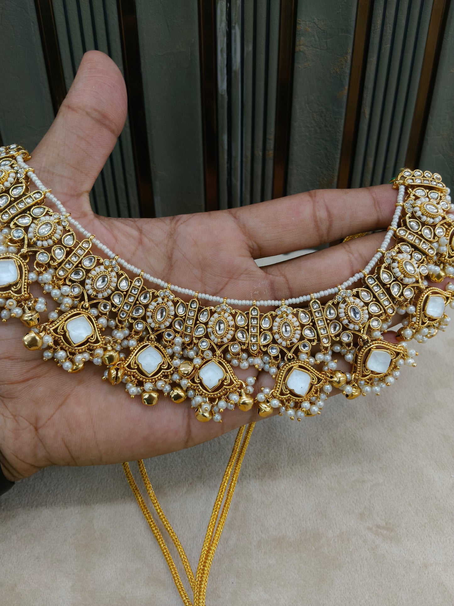 White Kundan necklace Set/ kundan Indian jewellery kundan Awari sets