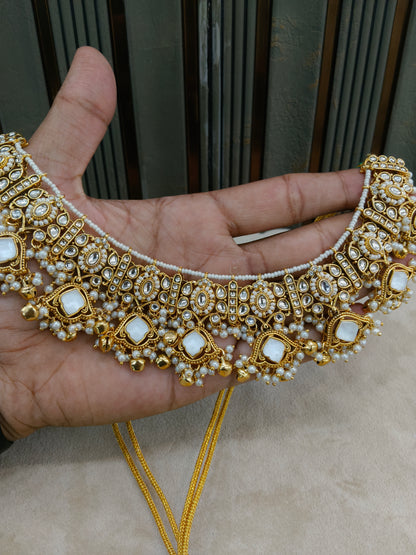 White Kundan necklace Set/ kundan Indian jewellery kundan Awari sets