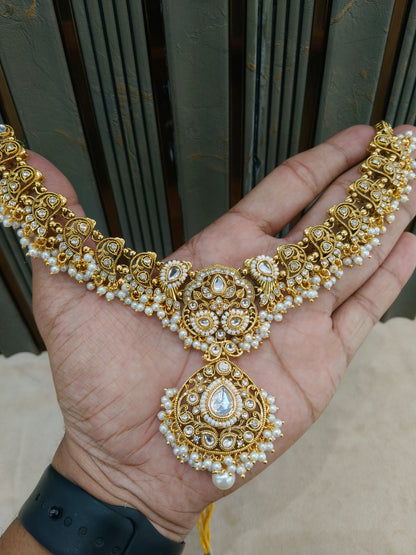 White Kundan necklace Set/ kundan Indian jewellery kundan Dazy sets