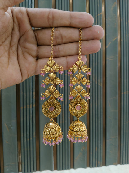 Gold Pink Polki Yaad Earrings